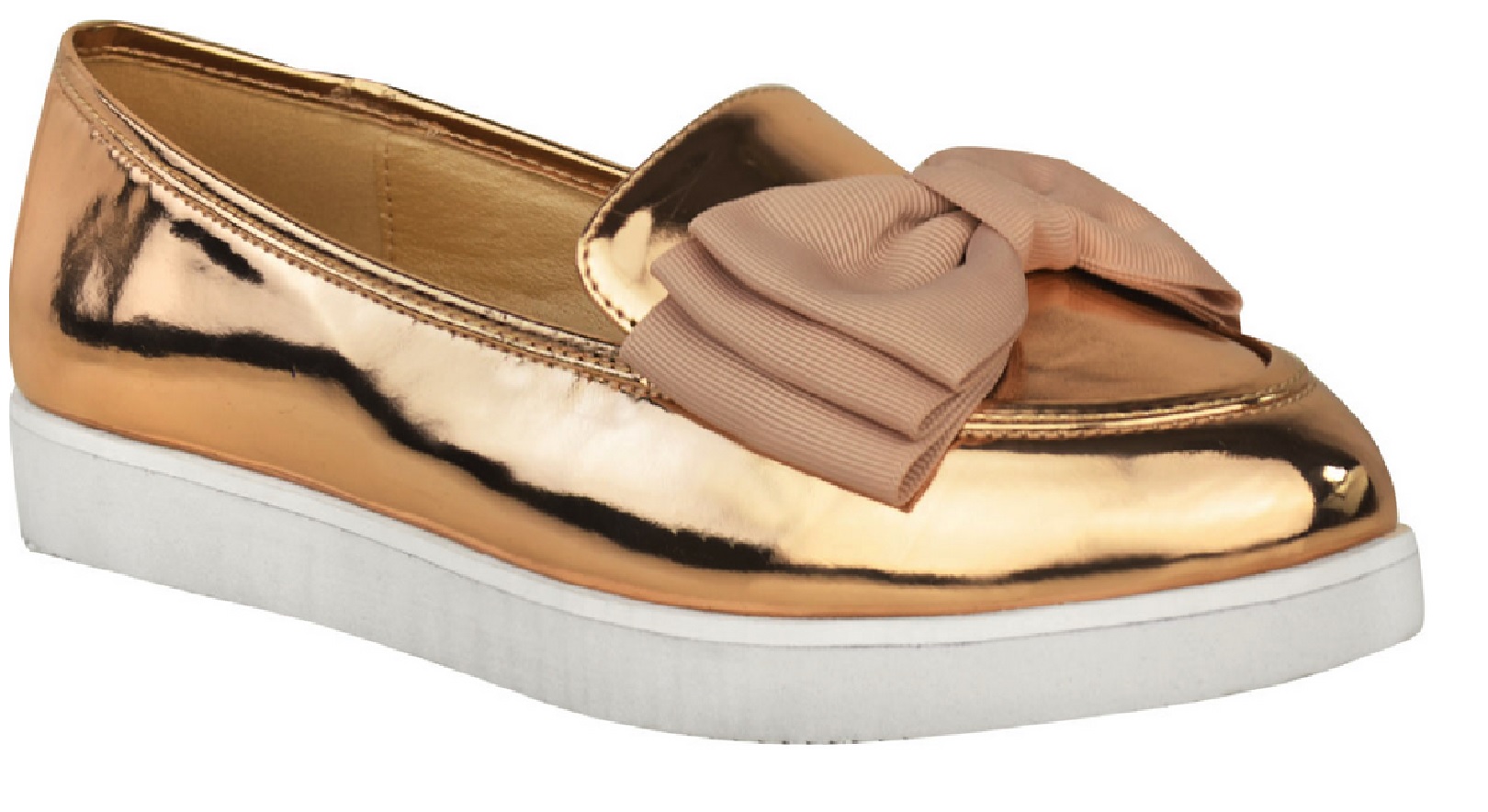 WOMENS LADIES FLAT CREEPER CHUNKY SOLE SCHOOL WORK DOLLY LOAFERS BOW